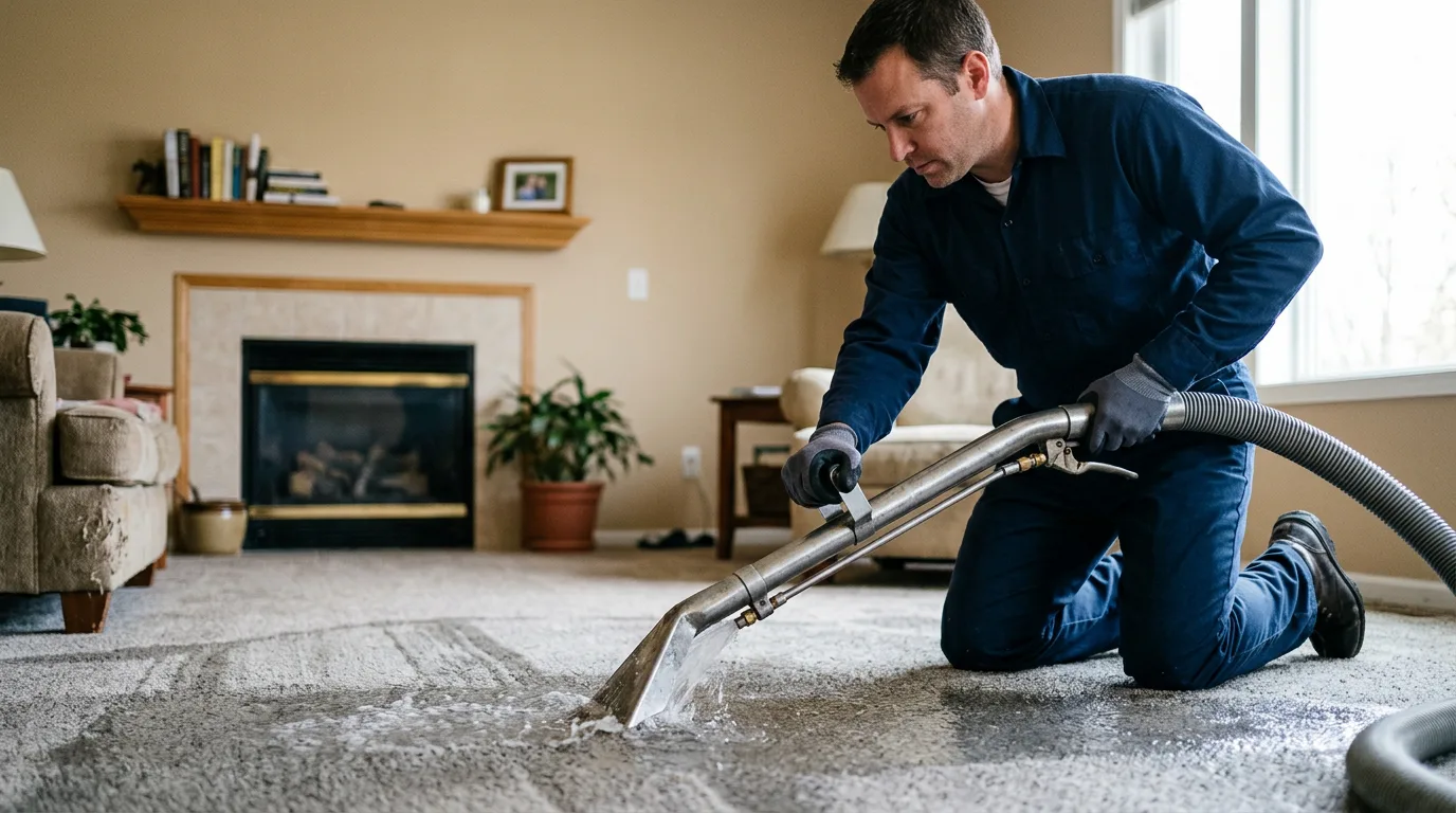 Water damage restoration technician working near Perryville, MO